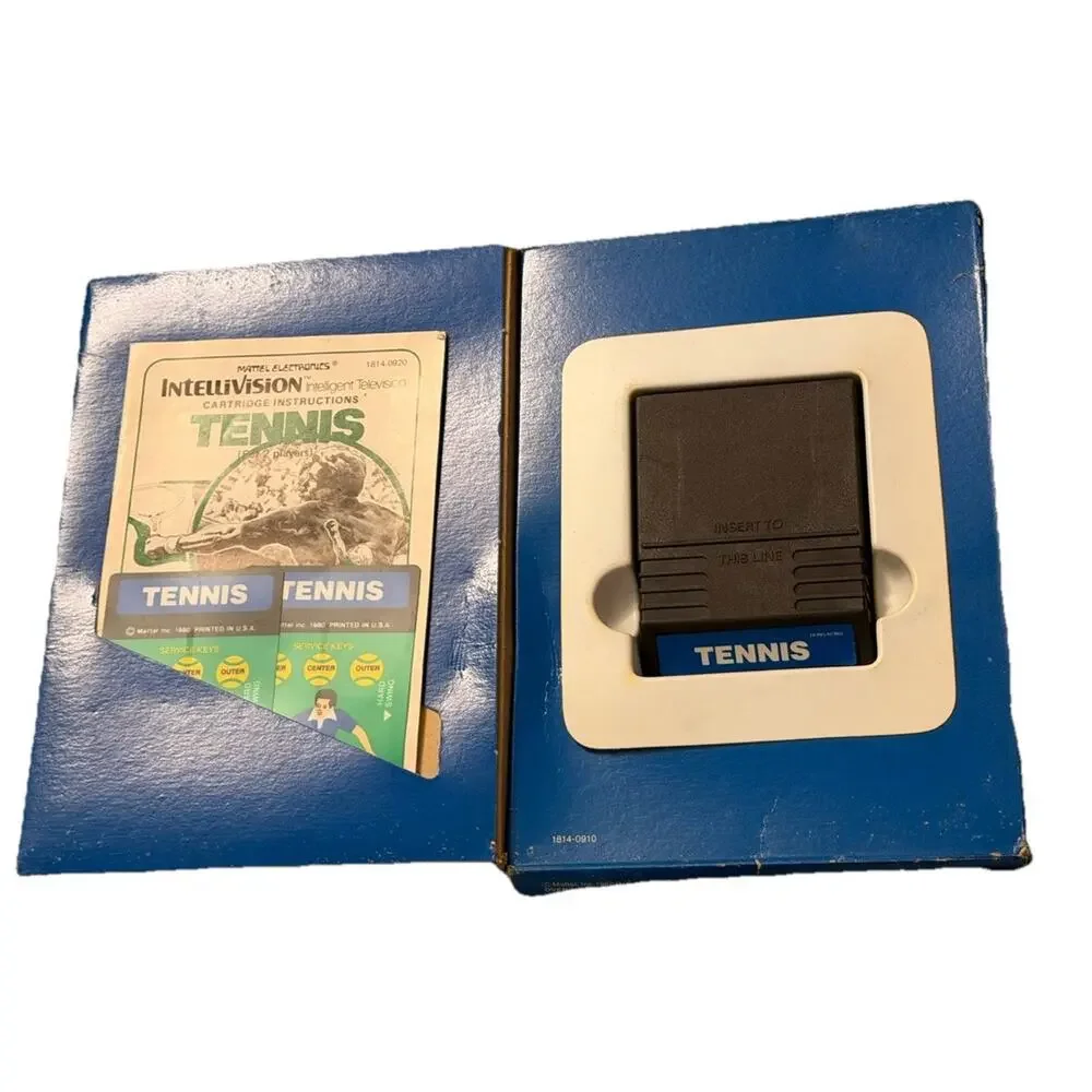 Vintage Intellivision TENNIS Video Game 1980 CIB Box Manual Overlays Mattel 3537